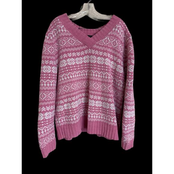 Reference Point New York Womens Sweater Size 1X Pink Preppy Style - Picture 1 of 6